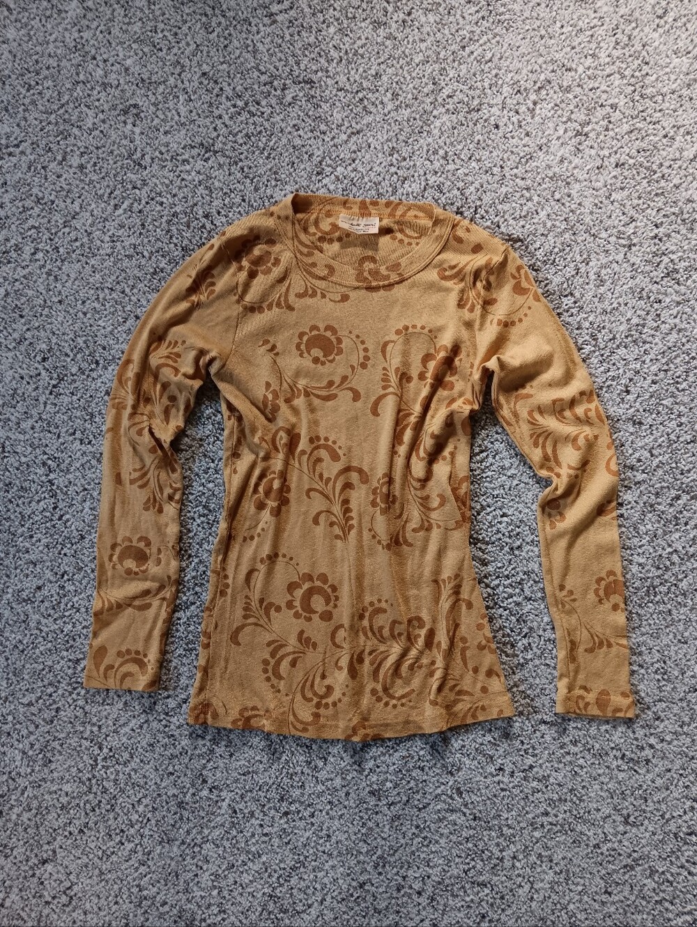 90s Michael Stars Size Small Medium Yellow Gold Stretchy Long Sleeve Shirt
